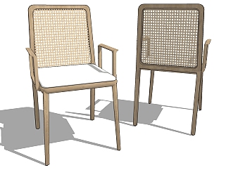 现代自然风民宿<em>藤编</em>编织椅子，单椅 su草图模型下载
