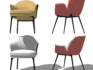 31现代休闲单椅，椅子组合 su草图模型下载