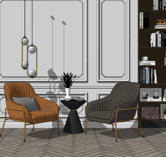 现代休闲椅组合I su草图模型下载