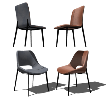 45现代椅子，餐椅，单椅组合su草图模型下载