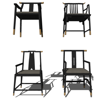 48新中式餐椅，椅子 su草图模型下载