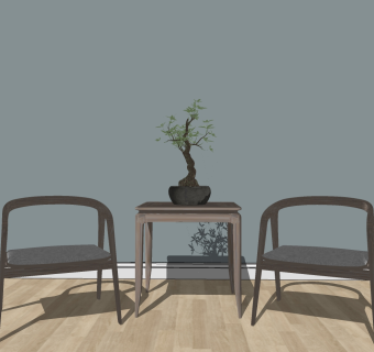 51新中式实木家具单椅 su草图模型下载