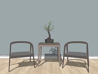 51新中式实木家具单椅 su草图模型下载