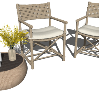 56新中式藤编休闲椅，椅子 su草图模型下载