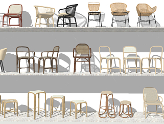新中式户外家具藤椅，藤编，编织 <em>su</em>草图模型下载