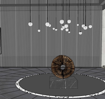 现代新中式水景抽象雕塑摆件