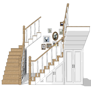 简欧楼梯楼梯扶手su草图模型下载