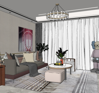 现代客厅，沙发