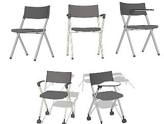 折叠培训椅会议教室椅，办公椅su草图模型下载