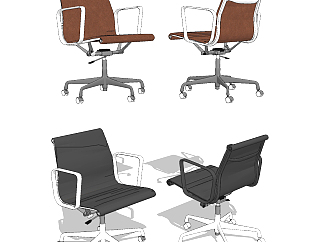 现代皮革办公椅职员椅 su草图模型下载