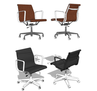 现代皮革办公椅职员椅 su草图模型下载