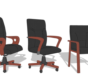 6现代国企政府办公椅家具，大班椅班前椅，会议椅su草图模型下载