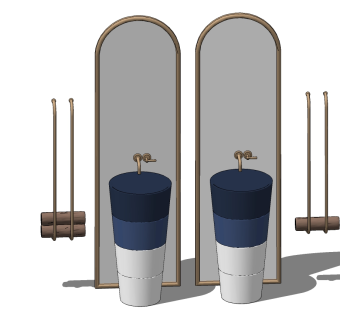 浴台盆镜子现代立柱式，柱状盆台盆