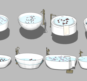 卫生间外漏浴缸，花瓣