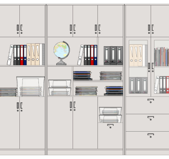 办公室文件柜su草图模型下载