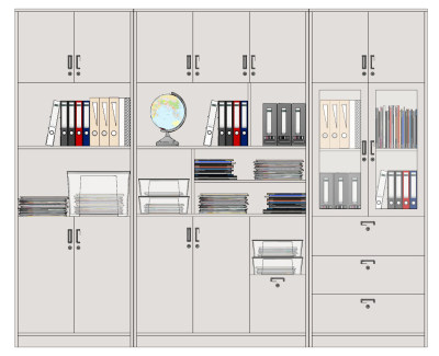 办公室文件柜su草图模型下载