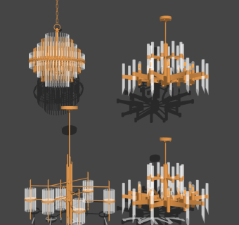 现代新中式轻奢水晶吊灯组合