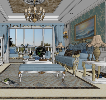 欧式法式轻奢家居客厅