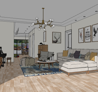  现代极简轻奢家居客餐厅