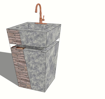 014现代洗手台，台盆su草图模型下载