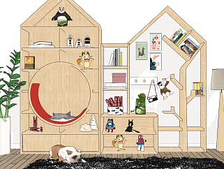 北欧儿童书柜，玩具柜，宠物<em>狗</em>，玩具su草图<em>模型</em>下载