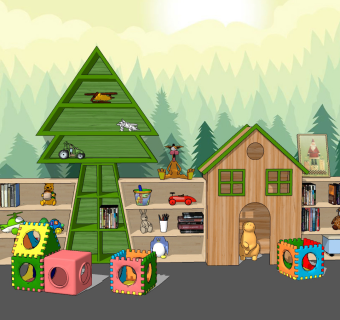 现代儿童松树造型书屋书柜，书架玩具柜su草图模型下载