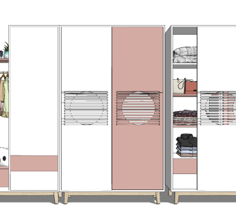 北欧儿童衣柜su草图模型下载