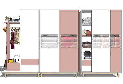 北欧儿童衣柜su草图模型下载