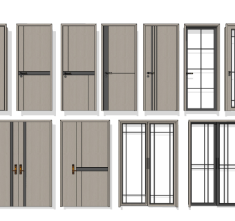 现代木门su草图模型下载