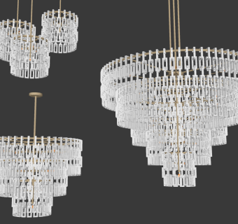 现代欧式水晶吊灯组合su草图模型下载