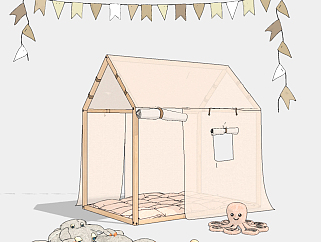 北欧儿童<em>帐篷</em>玩具组合su草图模型下载