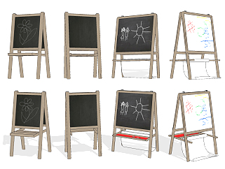 现代儿童黑板画板，<em>写字</em>板su草图模型下载