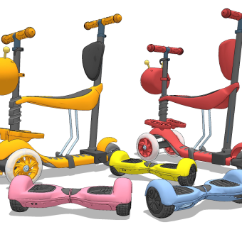 现代儿童双轮代步车，滑板车平衡车，su草图模型下载