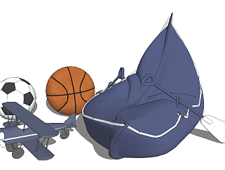 现代儿童足球，篮球，飞机，<em>小船</em>懒人沙发玩具su草图...