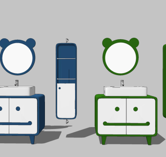 现代儿童浴室柜组合su草图模型下载