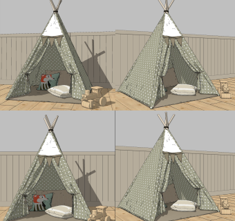 北欧儿童帐篷su草图模型下载