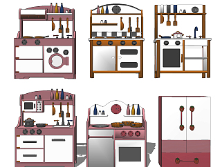 现代<em>儿童</em>过家家厨房玩具，橱柜，<em>洗手台</em>su草图模型下载