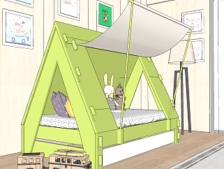 现代帐篷儿童床su草图模型下载