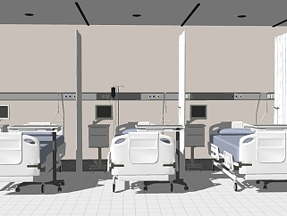 现代风格医疗室，医疗器材，<em>病床</em>su草图模型下载