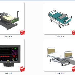 现代医疗器械 器材诊疗仪器，病床su草图模型下载