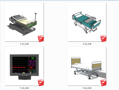现代医疗器械 器材诊疗仪器，病床su草图模型下载