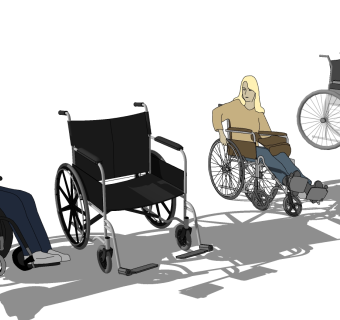 现代轮椅组合医疗器材su草图模型下载