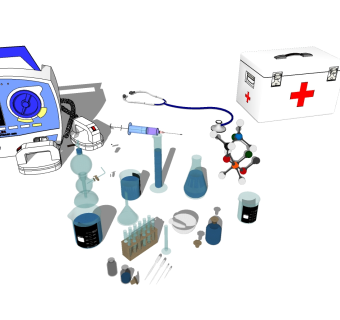 医疗器材 医疗箱 医疗设备 吸管 试管 医疗器材，器械，su草图模型下载