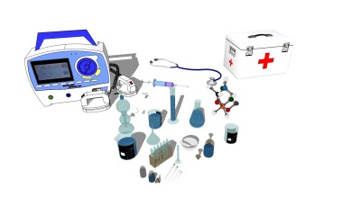 医疗器材 医疗箱 医疗设备 吸管 试管 医疗器材，器械，su草图模型下载