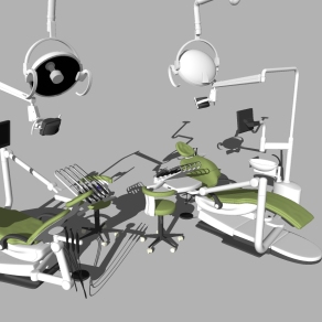 现代医疗设备牙科椅，医疗设备器材su草图模型下载