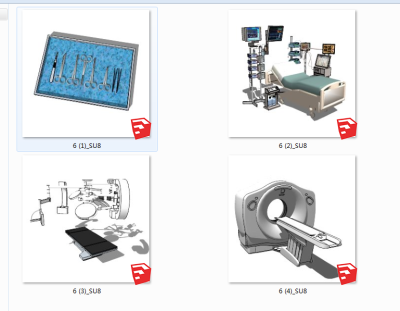 现代医疗器械，器材，b超，手术刀具托盘su草图模型下载