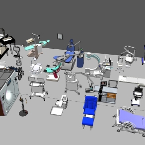 牙科诊所诊疗椅，ct,b超机，医疗器械，器材su草图模型下载