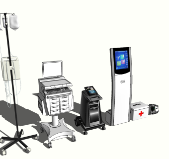 现代医疗器械,医院自动取号机su草图模型下载