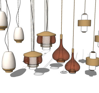 现代金属壁灯小吊灯su草图模型下载