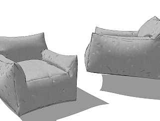 现代懒人沙发，单人沙发su草图模型下载